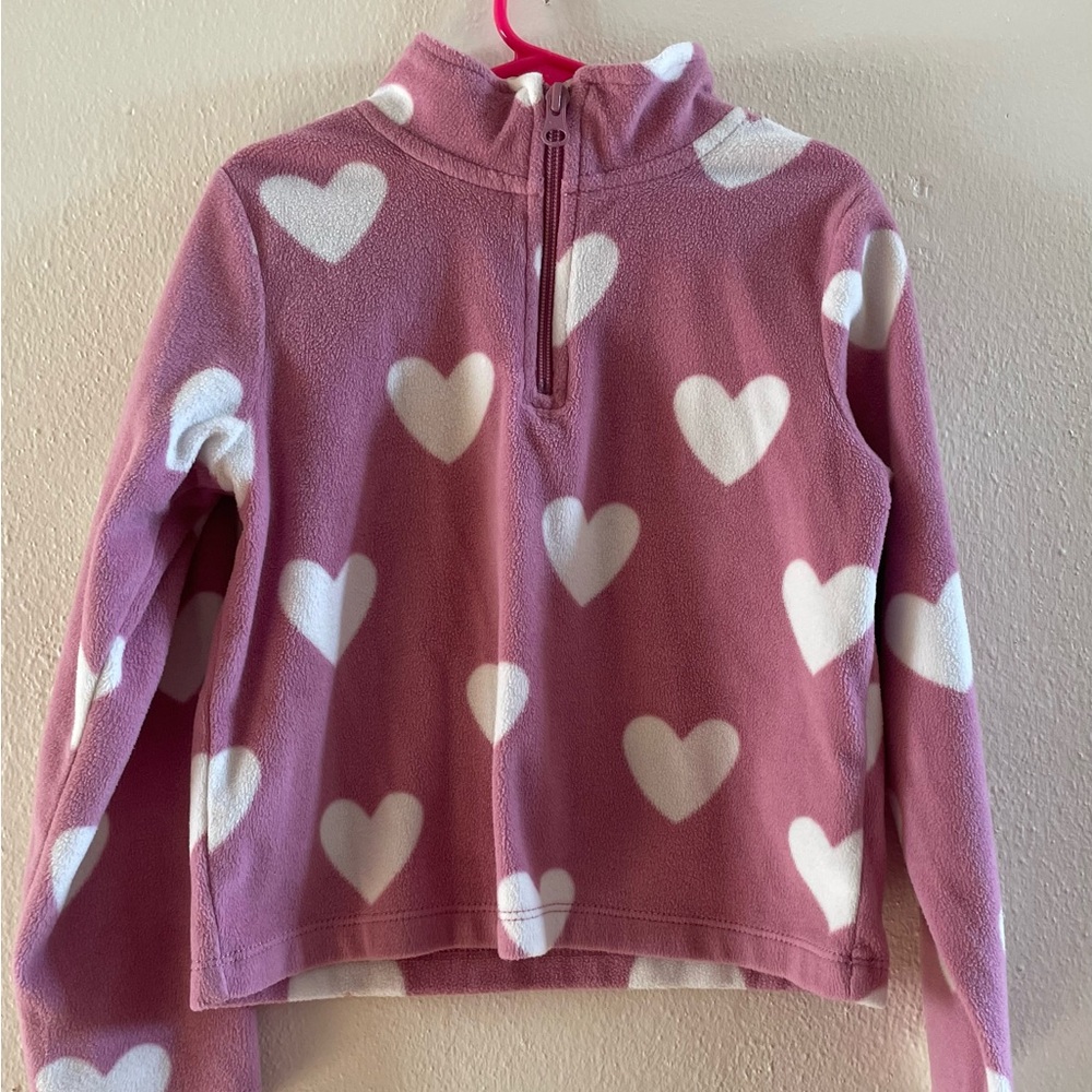 The Children’s Place Pink Heart Fleece Half-Zip Pullover Sweater Toddler 5/6 - Picture 3 of 7